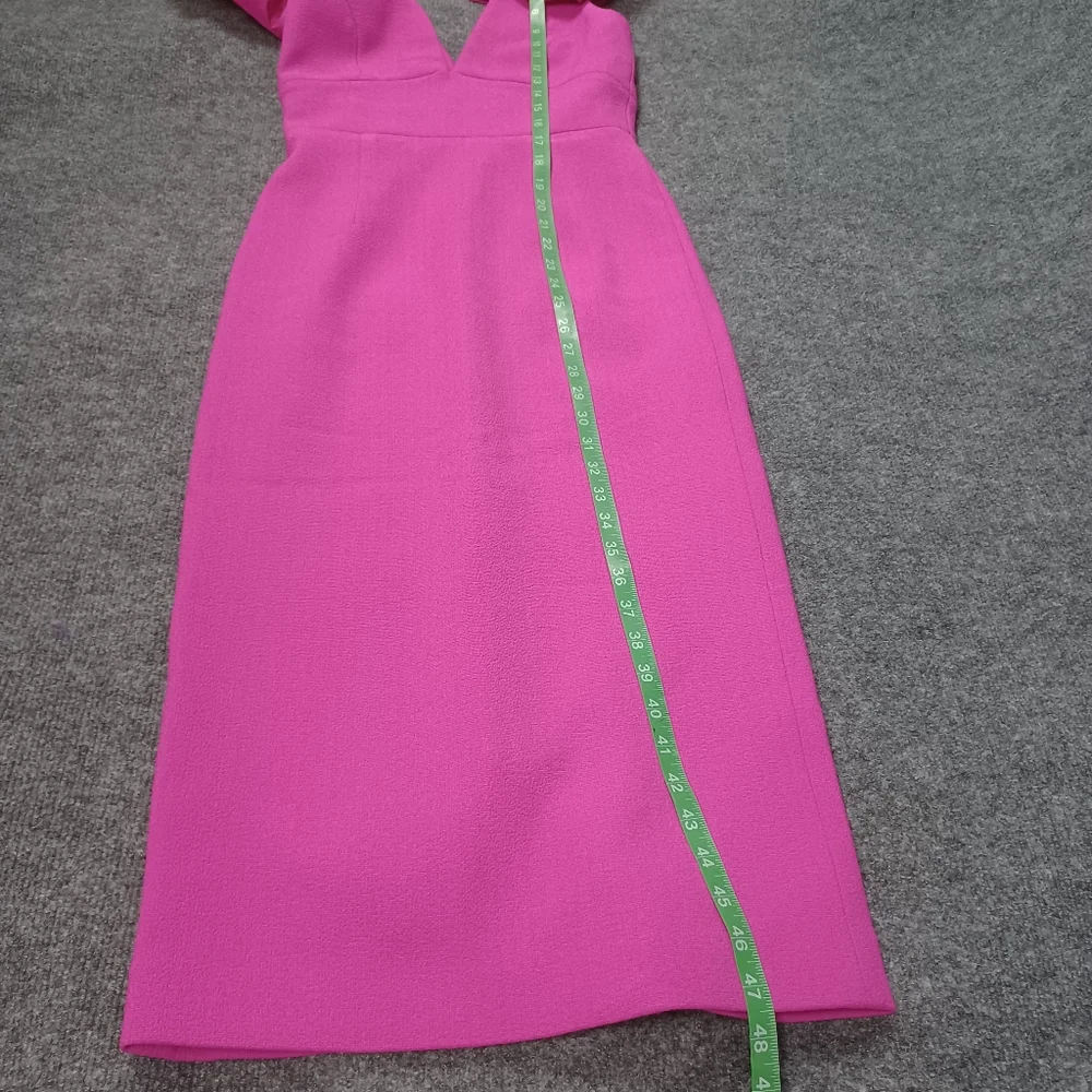 Rebecca Vallance Cupid's Bow Mixed Media Crepe & Taffeta Dress Barbiecore Size 2 - Picture 13 of 14